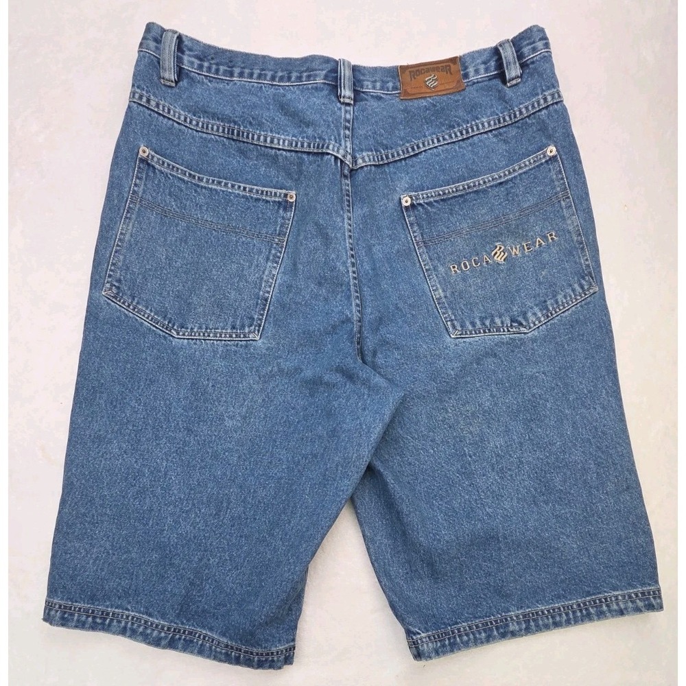 Vintage Y2K Rocawear Denim Jean Shorts Jorts Baggy Blue Men's 40 14" Inseam